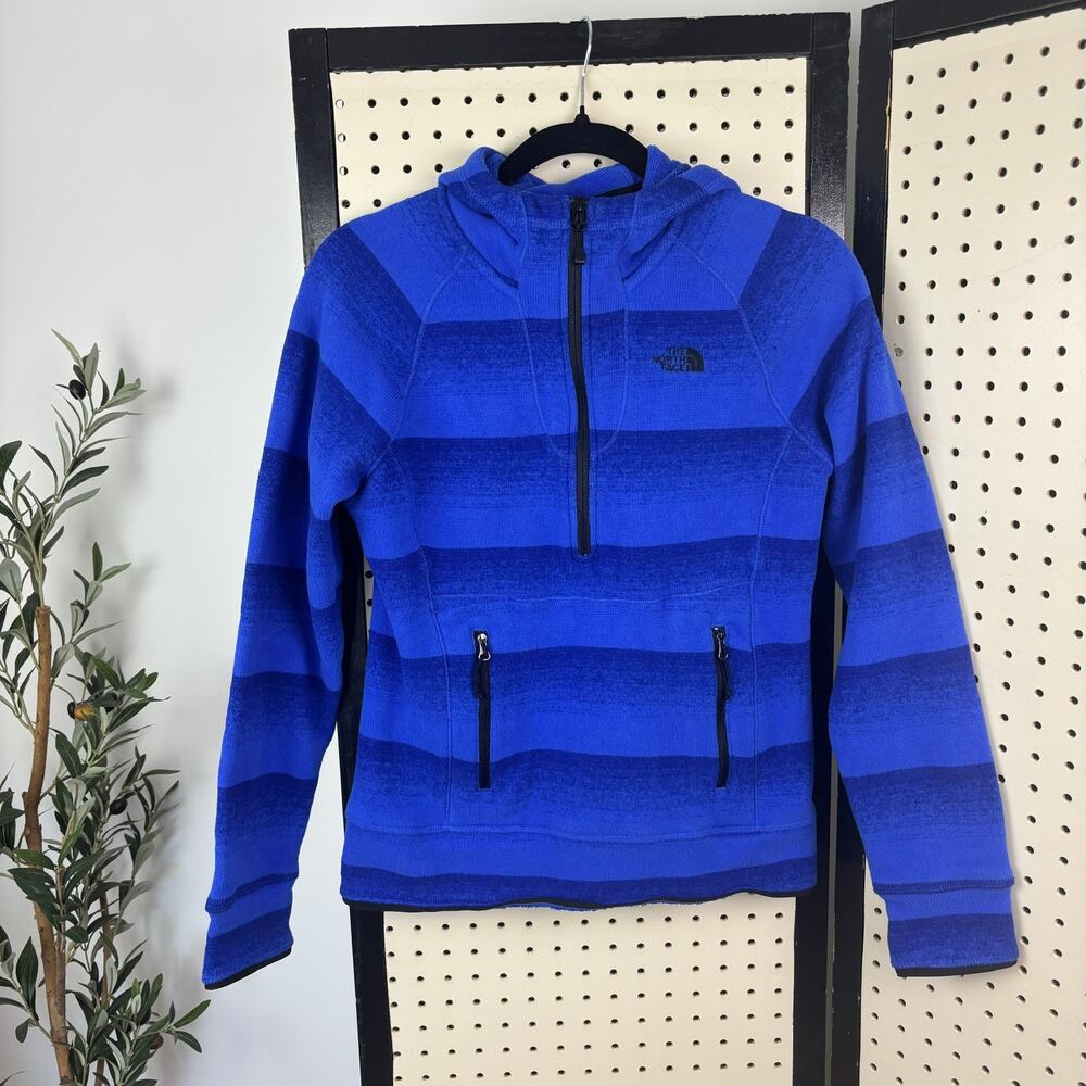 The North Face 1/2 Zip Fleece Pullover Swester Blue Stripe Women's S